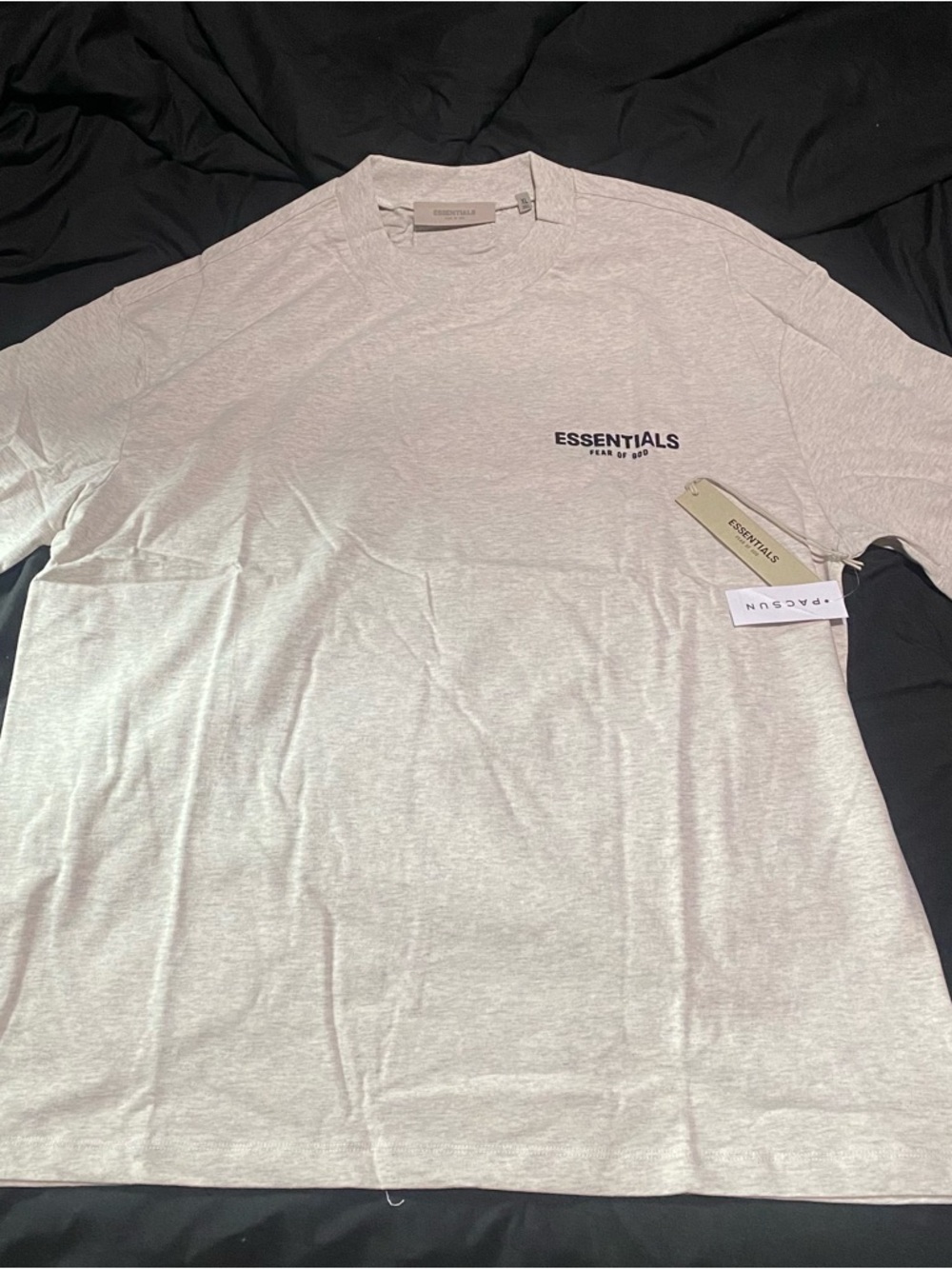 ESSENTIALS Men's Light Gray Logo Short Sleeve Tee